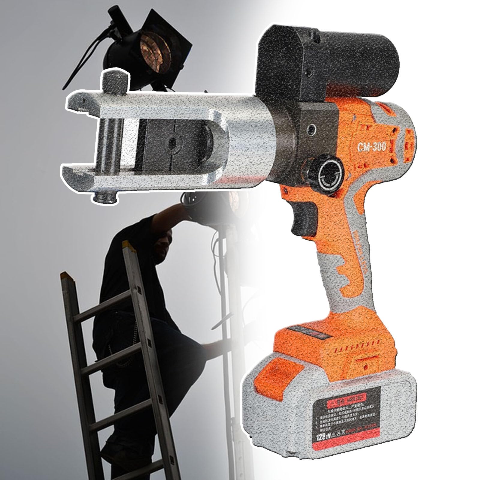 HCZKIUJY Hydraulic Crimping Tool, Electric Cordless Wire Crimper, Battery Powered Pliers for Copper & Aluminum Terminals