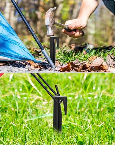 Miniatura 4 de QWORK Estacas de alambre de plástico, 200 unidades, 3.35 pulgadas, negro, punta de bayoneta, borde de jardín, clavos de césped, clavijas de alambre,