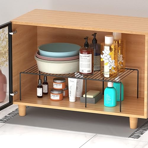 Miniatura 6 de Redrubbit - Estante de mostrador y estante de cocina de metal expandible a prueba de óxido, juego de 4 piezas de 2, ahorrador de espacio para