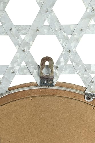 Miniatura 4 de Creative Co-Op Marco de madera de pared de metal redondo y espejo de acabado galvanizado