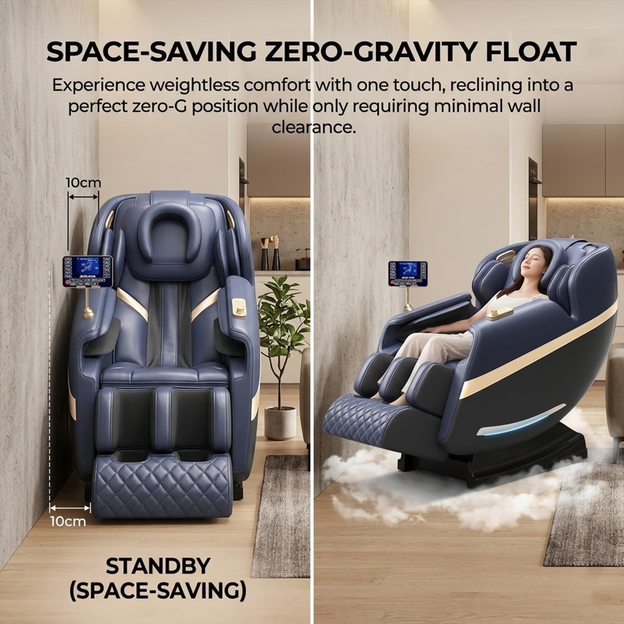 Sillón de Masaje Profesional Gravedad Cero con Riel SL, Escaneo Corporal IA, Masaje de Aire 360°, Calor Terapéutico, Altavoces Bluetooth HiFi, Pantalla Táctil LCD, Sin Montaje(Blue)
