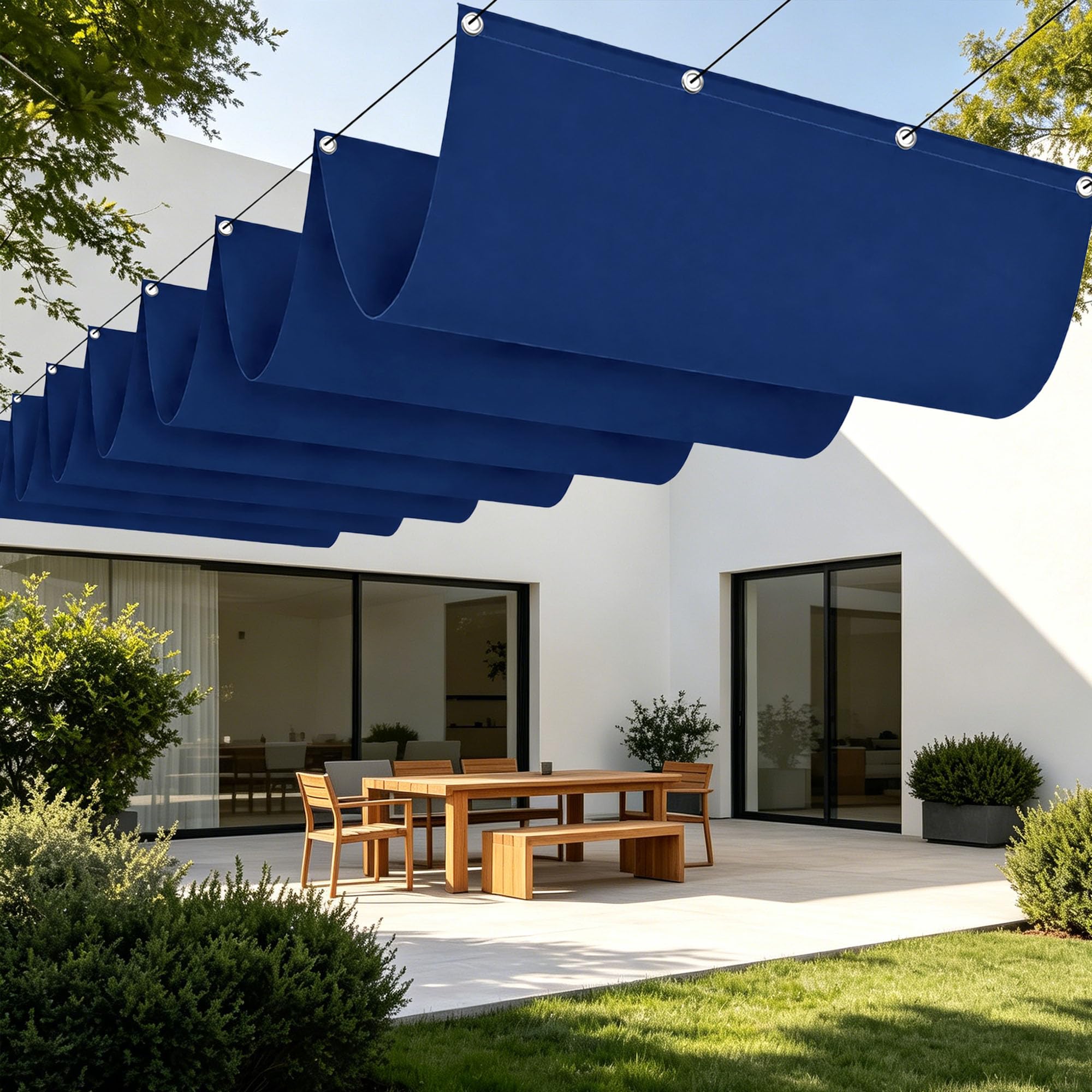 Voile d'ombrage jardin rectangulaire pour des déjeuners au frais