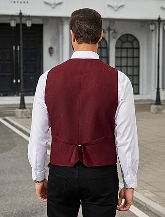 Gilet Imprimé Pour Homme - Style Chevrons Pour Mariage, Saint-Valentin Ou Occasion Formelle - Tweed Et Laine