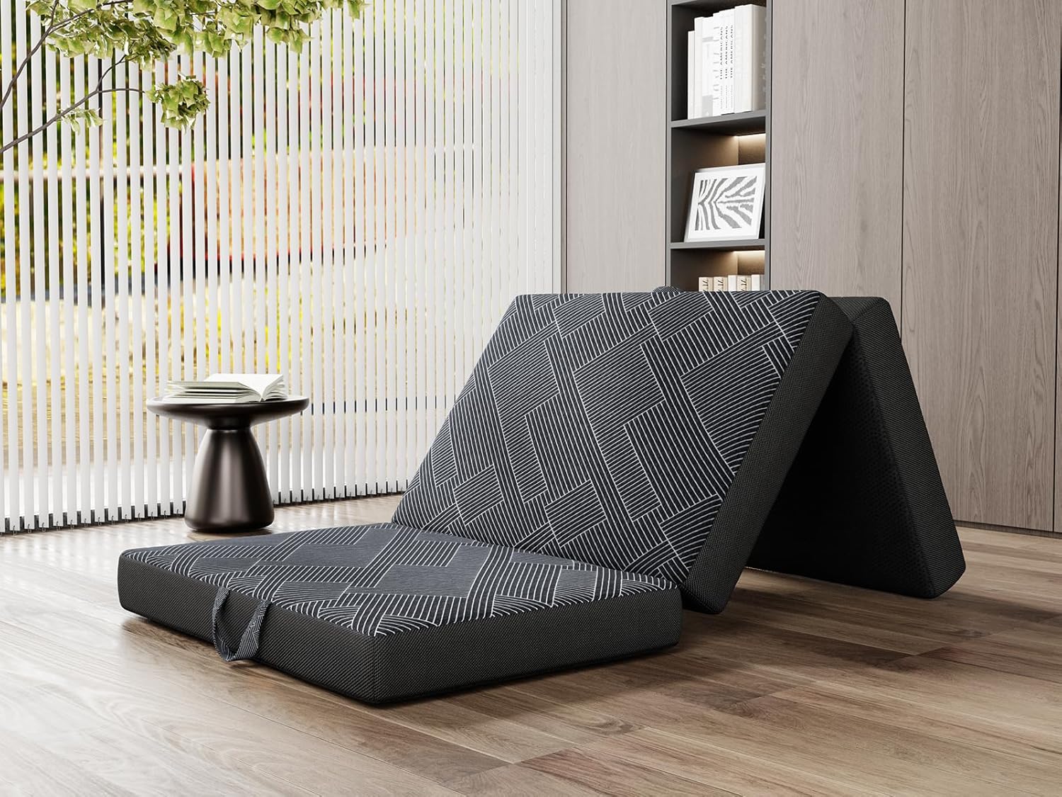 Vamcheer Foldable Mattress Single Size, 4 Inch Tri Folding Mattress, Handle & Non-Slip Bottom with Washable Cover for Travel RV Camping Guest Room, 75"x25"x4", Grey Single 4 Inch