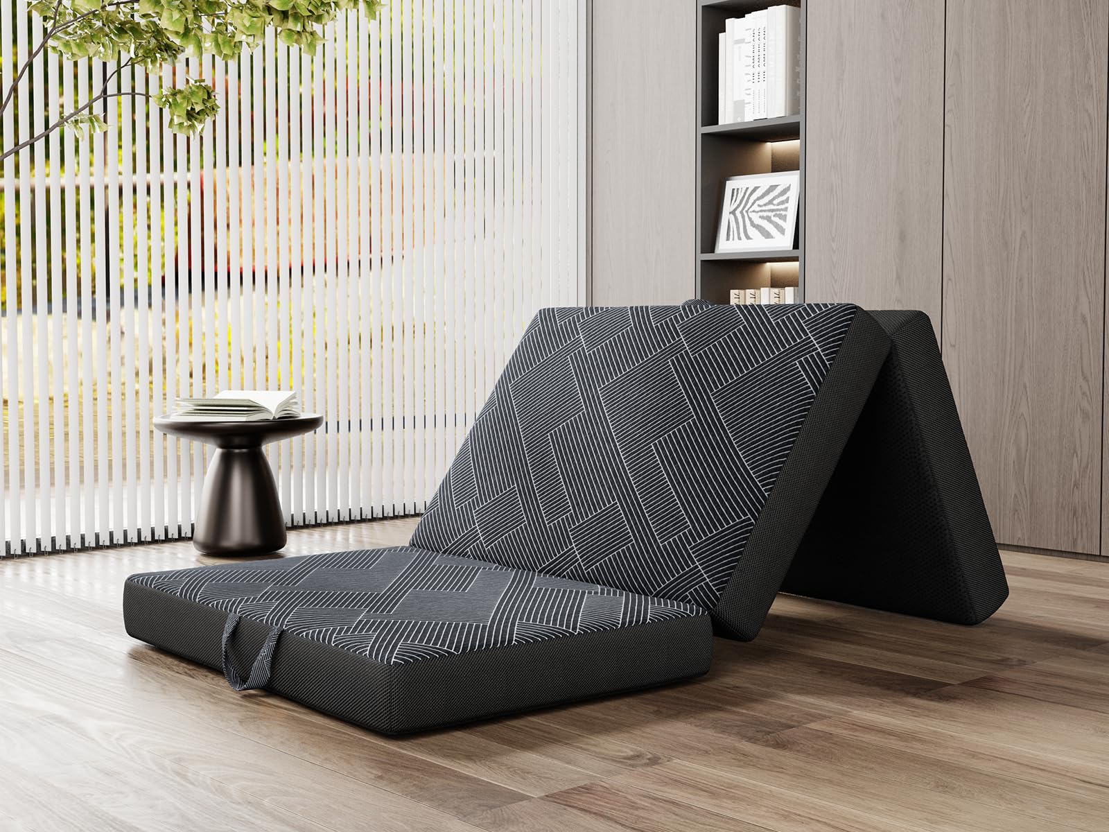 Vamcheer Foldable Mattress Single Size, 4 Inch Tri Folding Mattress, Handle &amp; Non-Slip Bottom with Washable Cover for Travel RV Camping Guest Room, 75"x25"x4", Grey