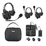 Saramonic WiTalk9SE-3S Wireless Intercom Headset System, 3 Person Full-Duplex 2.4GHz Wireless Single-Ear Noise-Canceling Headset Intercom System for Event TV Documentary Production