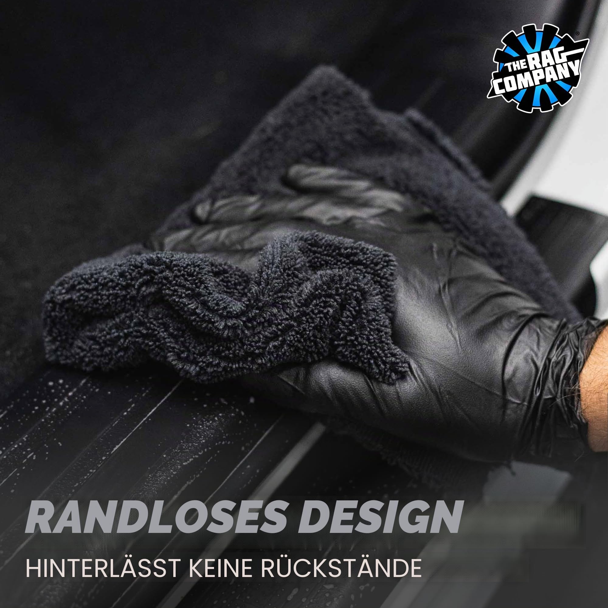 The Rag Company - Creature Edgeless Auto-Detailing-Handtücher (10er-Pack), professionelle 70/30-Mischung, zweilagige Plüsch-Mikrofaser, Polieren und Polieren, 420 g/m², 40,6 x 40,6 cm, schwarz