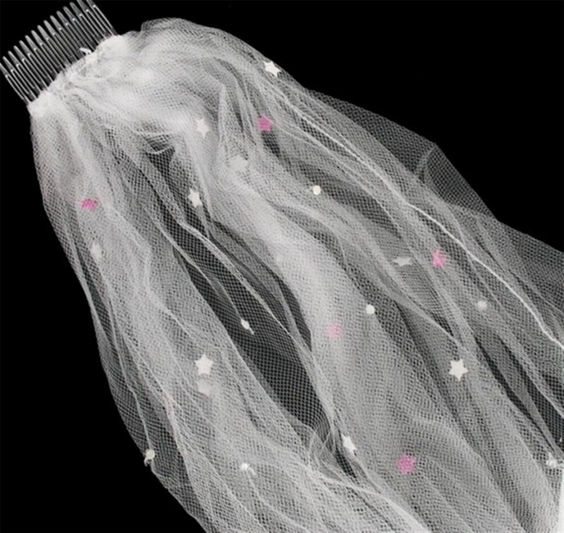 72cm Large Veil Comb Bride To Be Hen Night Accessory Women's Wedding Bridal Veils Comb with Stars Vail Gifts for Girls