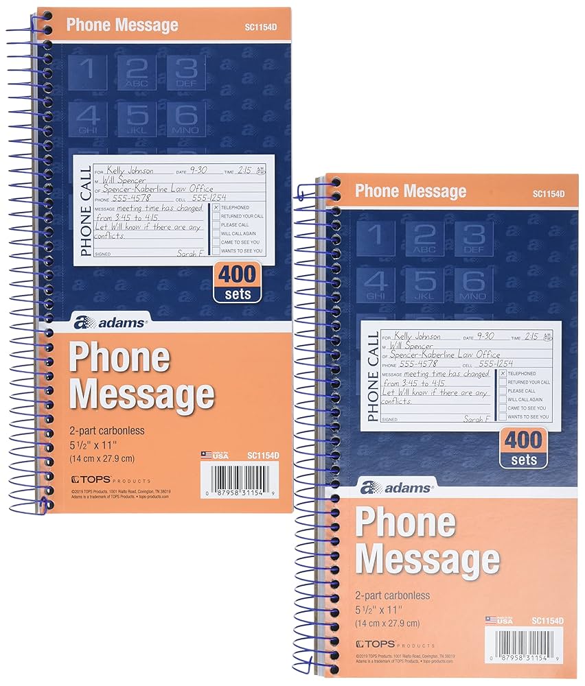 Amazon.com : Adams Phone Message Book, 5.25 x 11 Inch