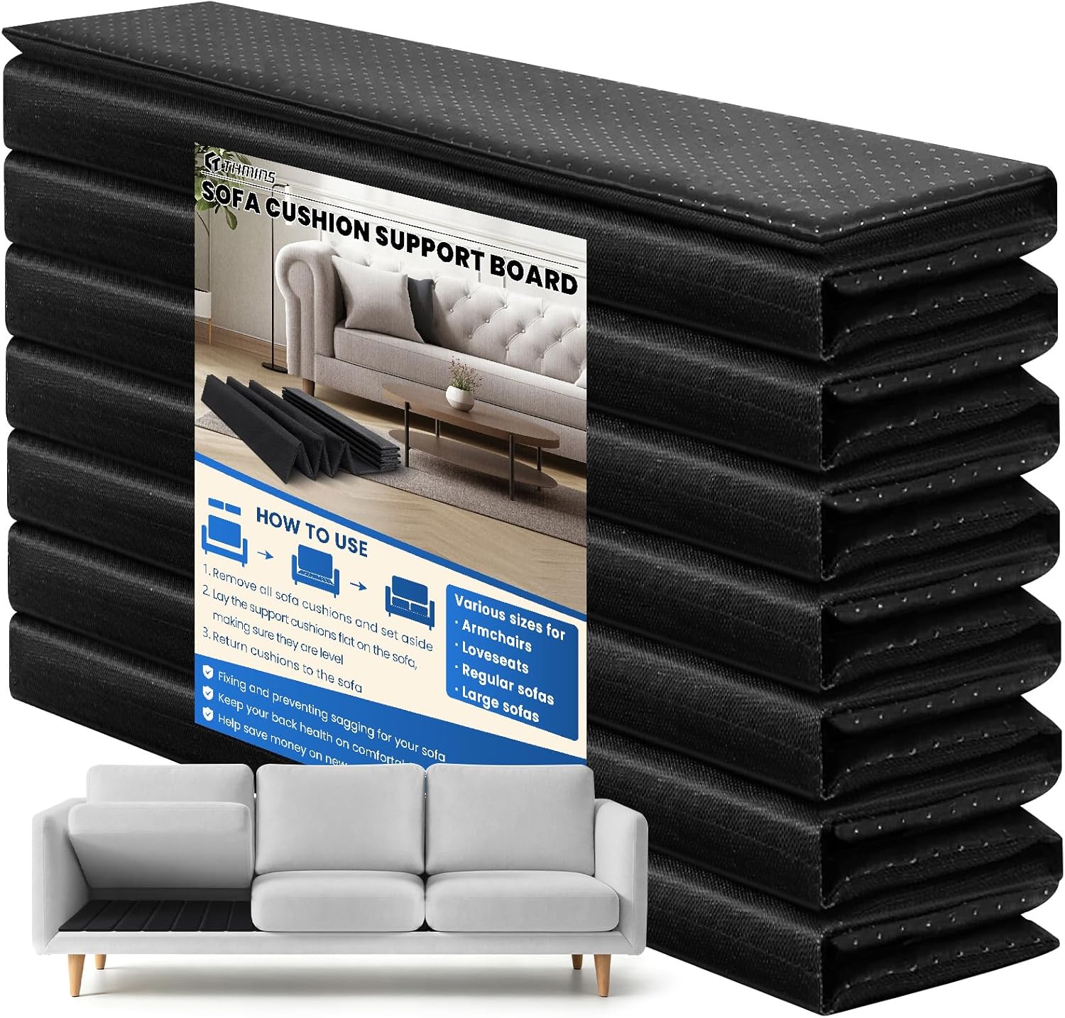 THMINS Heavy Duty Sofa Cushion Support Board for Sagging Sofas, 24''x 81'' Laminated Wood Sofa Cushion Support Board, Deep Support and Seat Protection