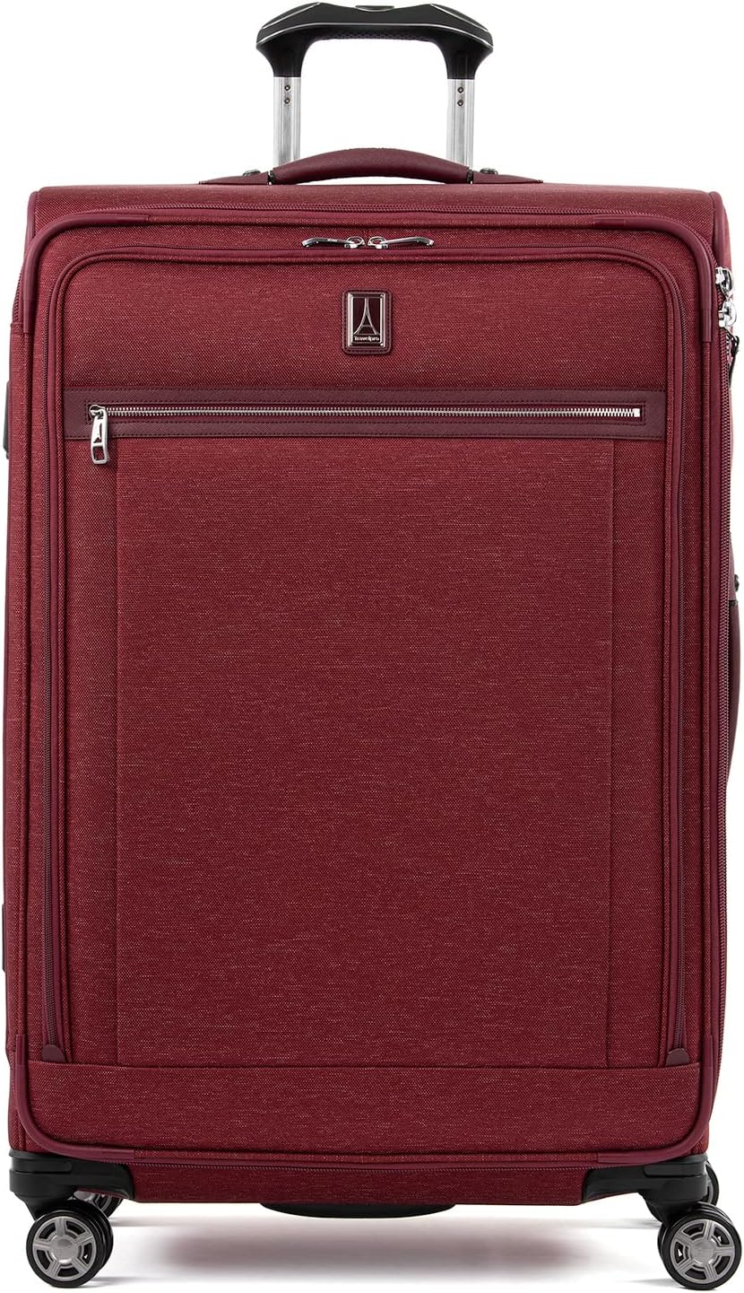 Travelpro Platinum Elite Softside Expandable Luggage, 8 Wheel Spinner Suitcase, TSA Lock, Men and Women, Bordeaux, Checked-Large 29-Inch