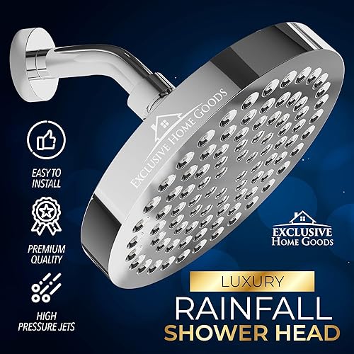 Miniatura 3 de Cabezal de regadera de lujo de lluvia - Jets de regadera de alta presión, cabezal de ducha de lluvia con boquillas de silicona que no se tapan (1.8