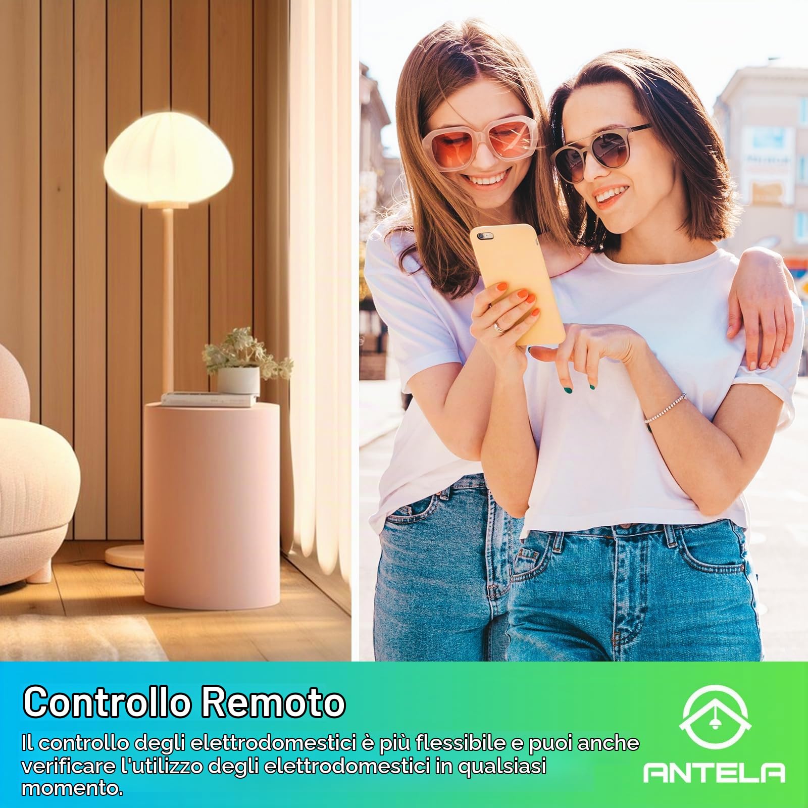 ANTELA Presa Smart con Misurazione dell'energia Elettrica Smart plug 16A | Type F, Monitoraggio delle Bollette, Controllo Vocale, Compatibile con Alexa e Google Home, Controllo APP, 4 Pz