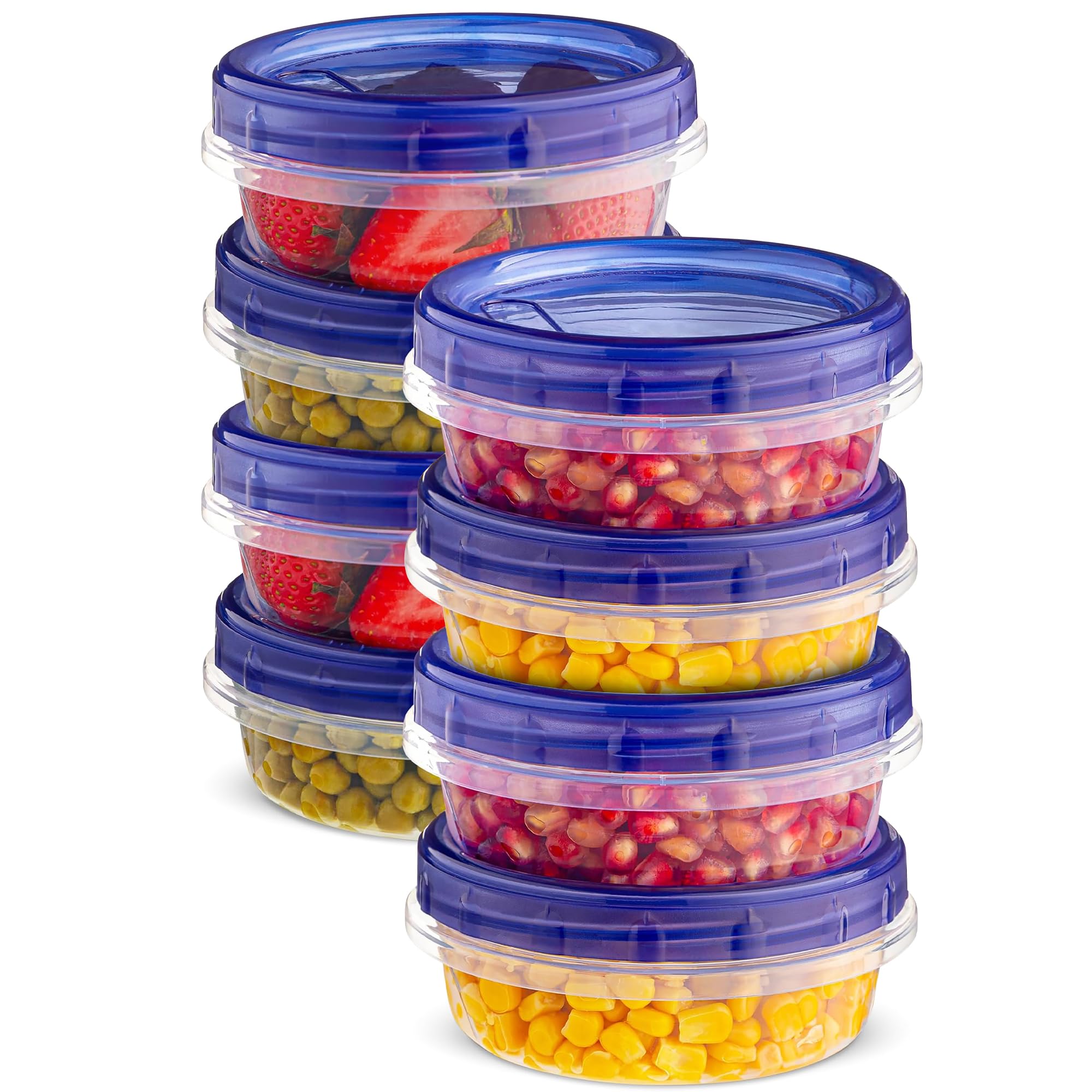 XpressPak Plastic Food Deli Containers With Twist Top Lids - (8 Oz) - [8 Pack] - Food Storage Containers Takeout To Go - Airtight Plastic Containers - Microwave, Freezer & Dishwasher Safe BPA-Free