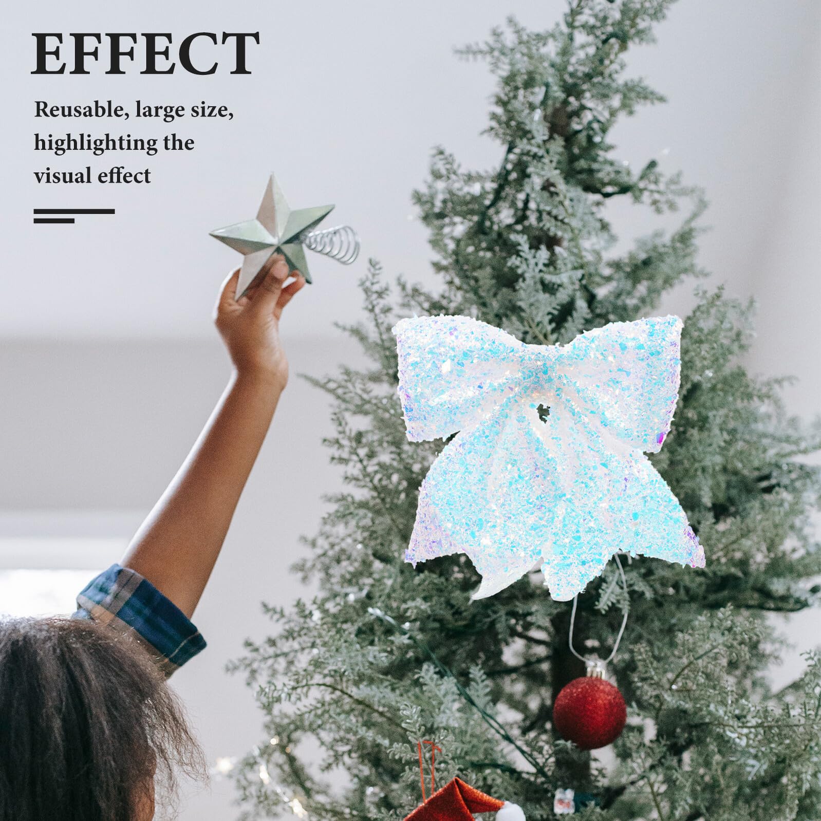 OUNONA Nœuds Décoratifs en Coton Perlé Blanc Scintillant Grand Nœud en Forme de Ruban Suspendu pour Sapin de Noël Ornements de Décoration Festive Réutilisables pour Couronne et Porte