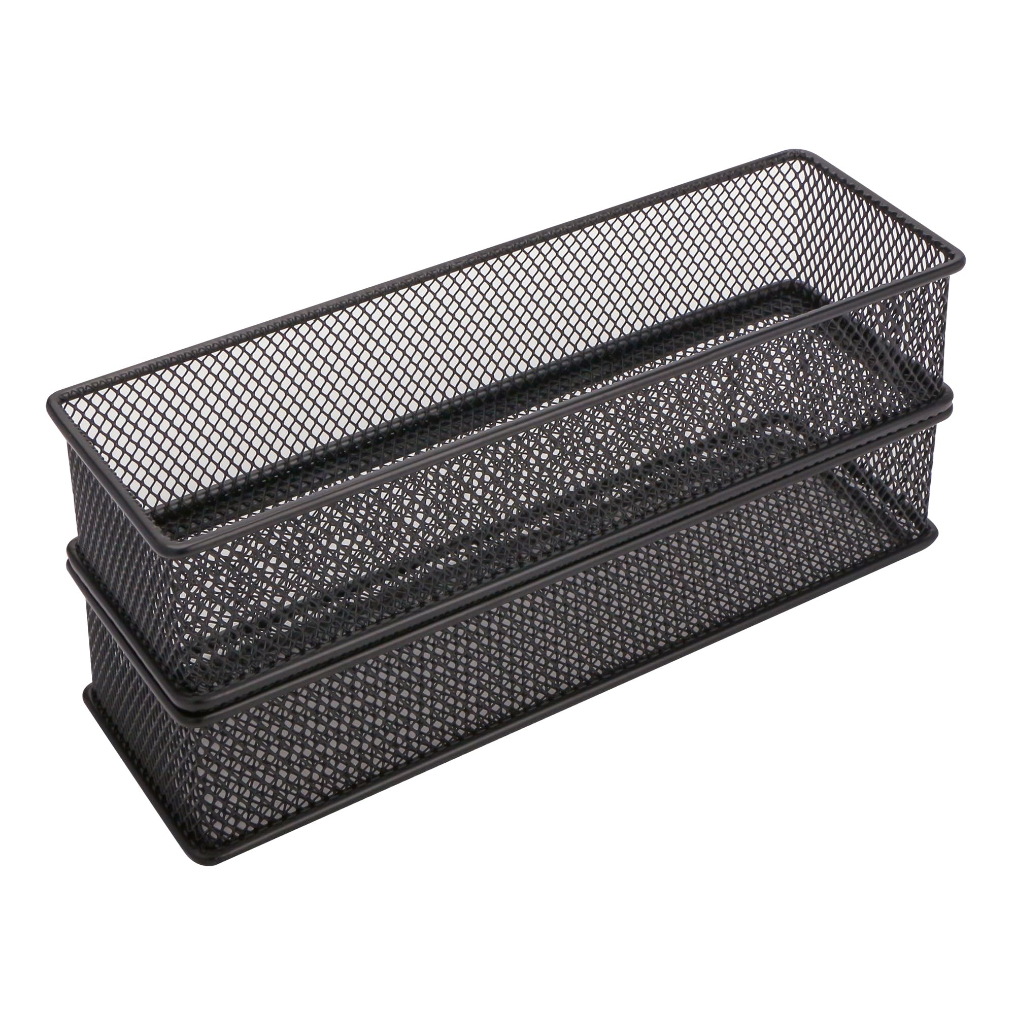 Annova Mesh Drawer Cabinet and Shelf Organizer Bins Storage Basket School Office Supply Holder Tray- Set of 2 (Black, 22.5x7.5x5 cm) - Image 2