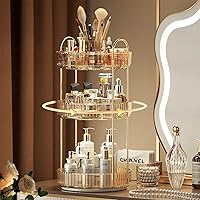 Vista 18 de YCIA&DONE Organizador de maquillaje giratorio para tocador, almacenamiento de maquillaje de gran capacidad, estante para el cuidado de la piel