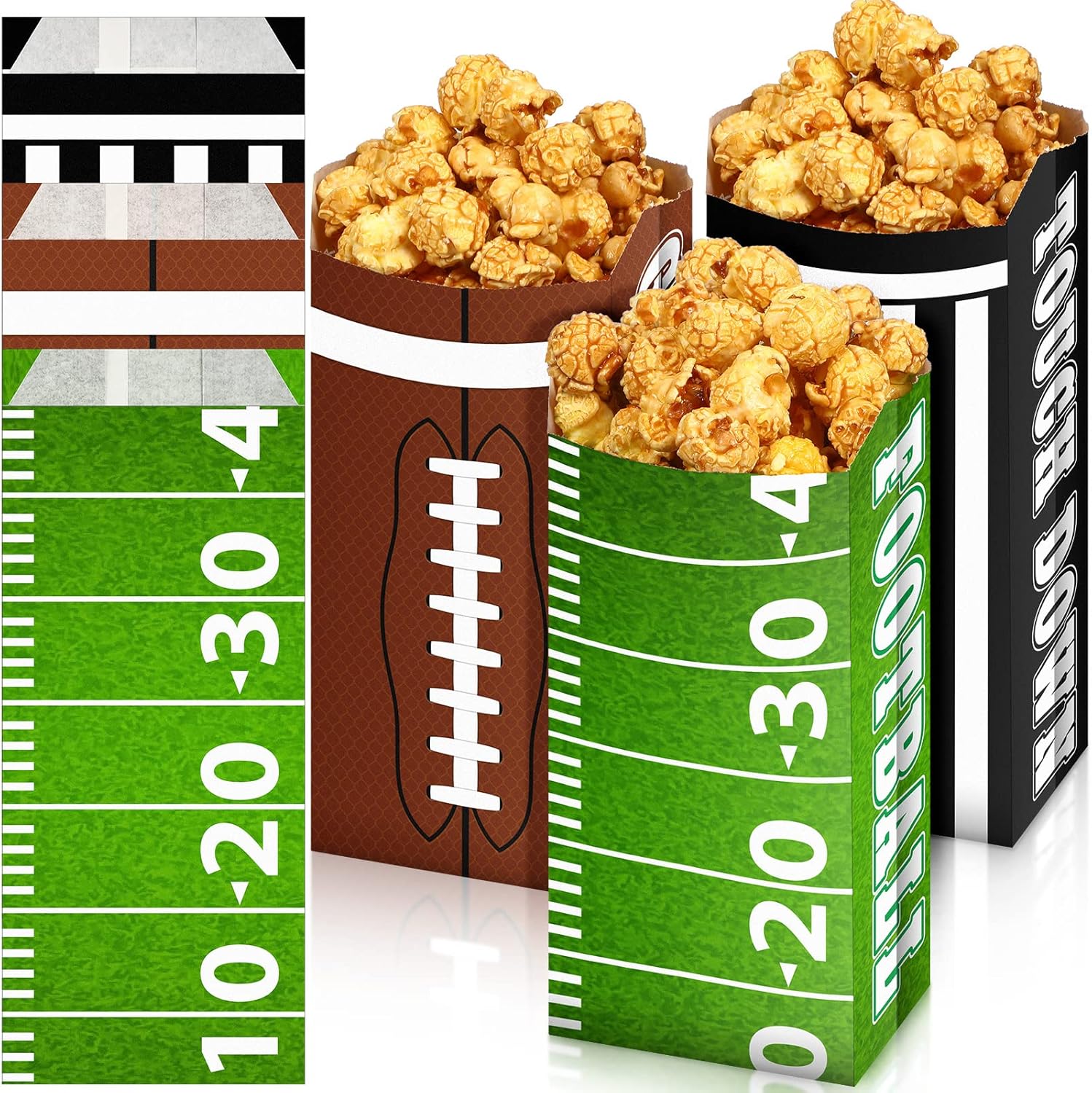 120 PCS Football Popcorn Bags Football Candy Treat Bags Football Party Popcorn Boxes Football