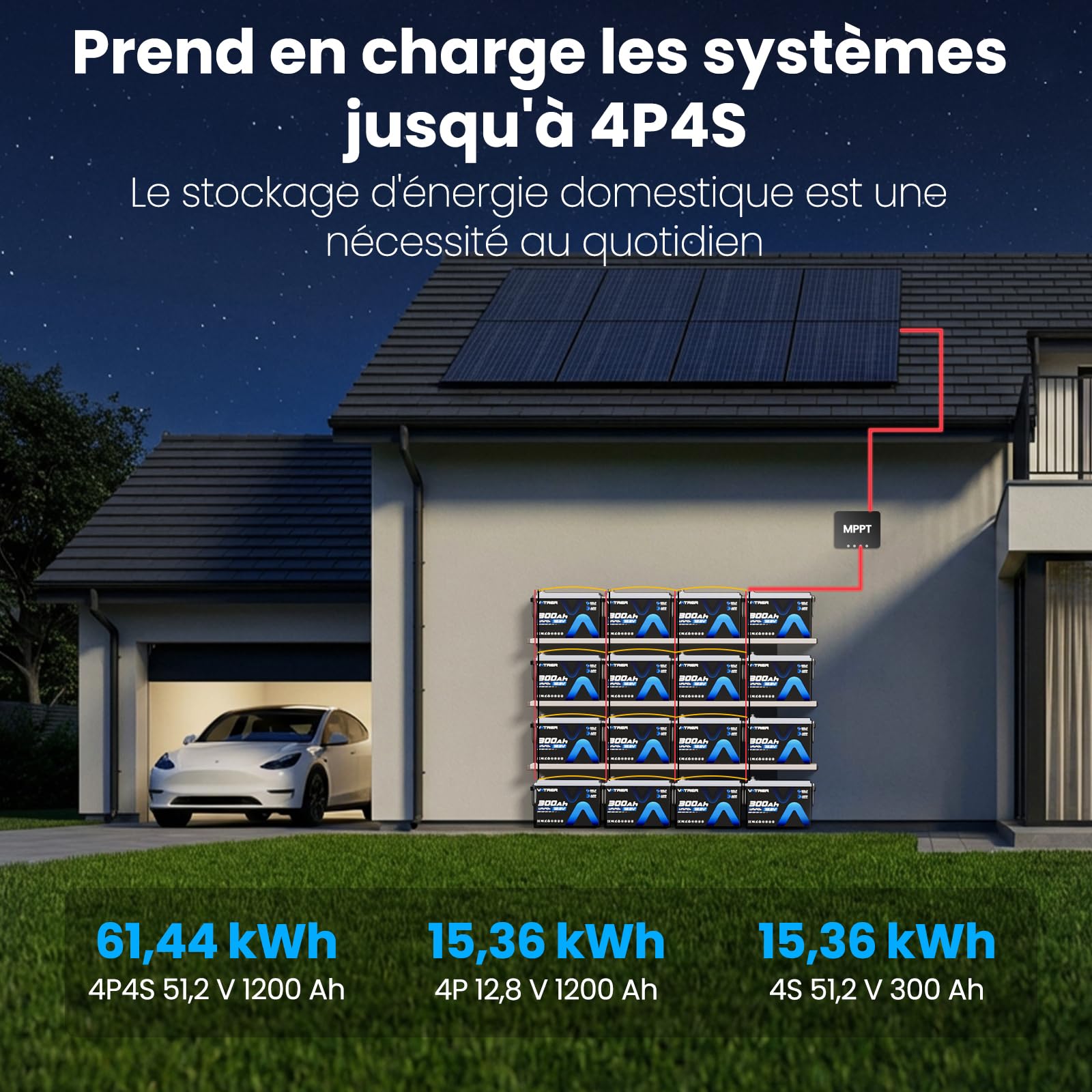 VATRER POWER Batterie LiFePO4 12V 300Ah Chauffante Bluetooth BMS 200A