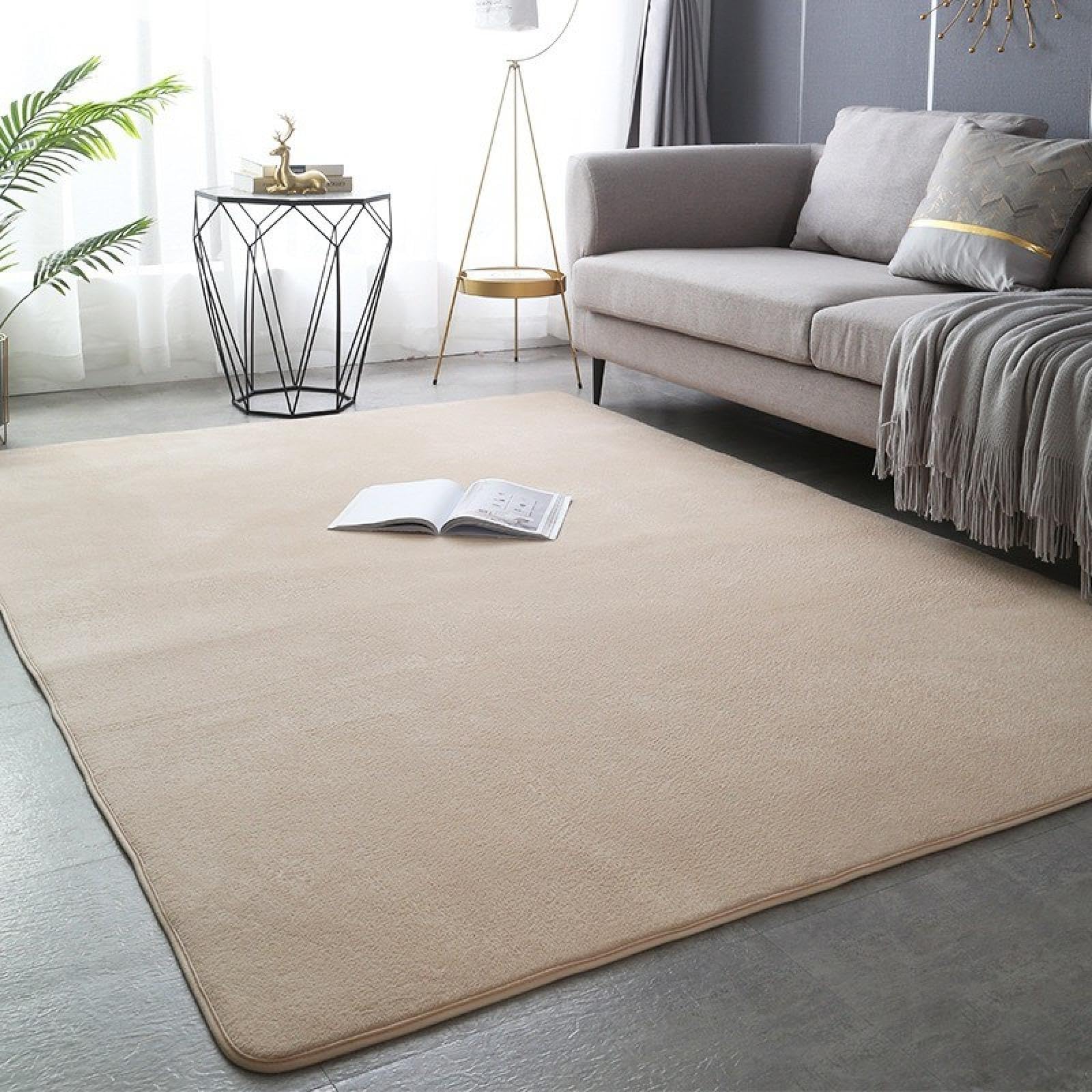 Tapis en velours corail épais et doux de qualité supérieure camel