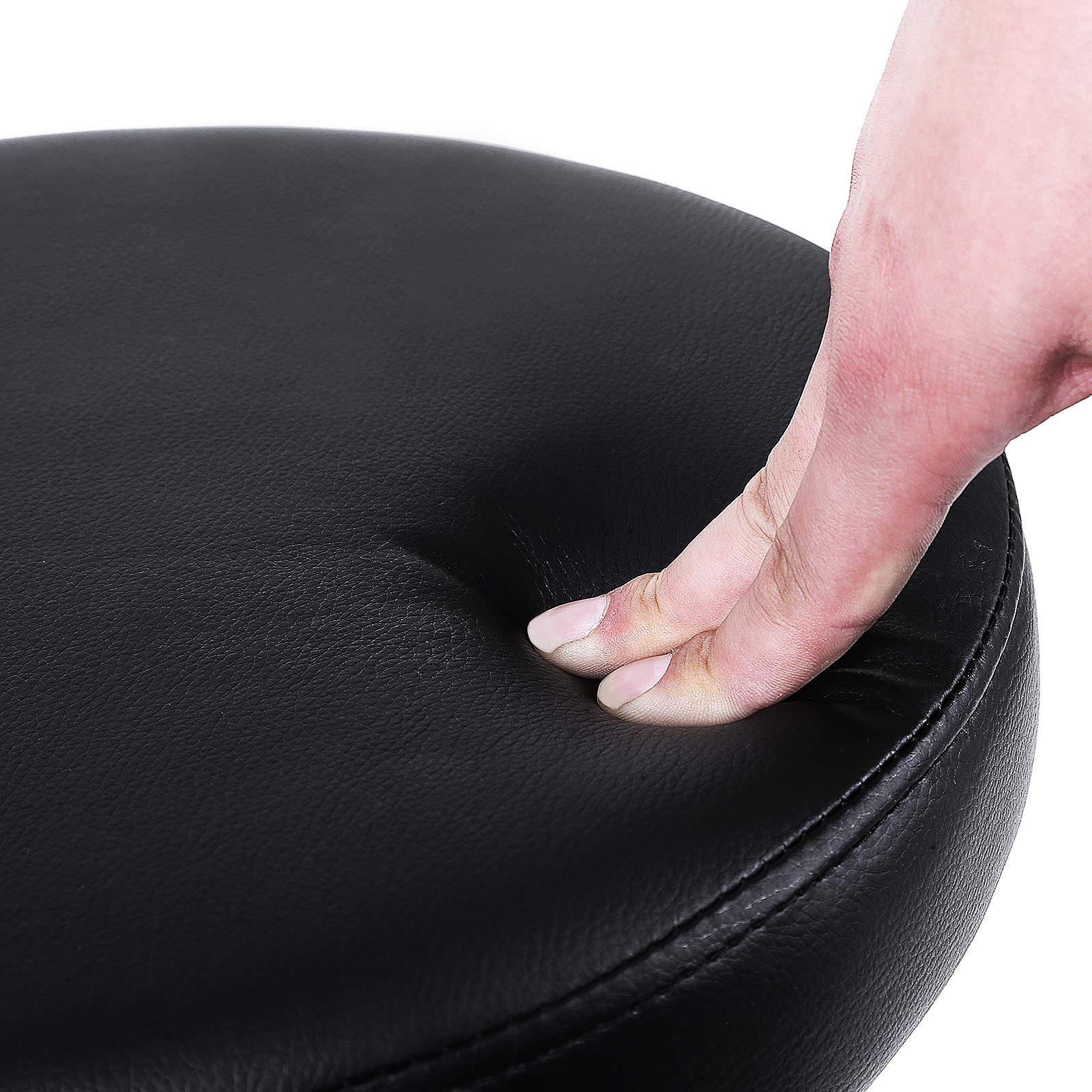 SONGMICS Tabouret de Travail Rotatif, Siège Mobile, Hauteur Réglable 46-58 cm, Assise Rembourrée, Revêtement en PU, pour Salon de Beauté, Bureau, Clinique, Noir LJB61B