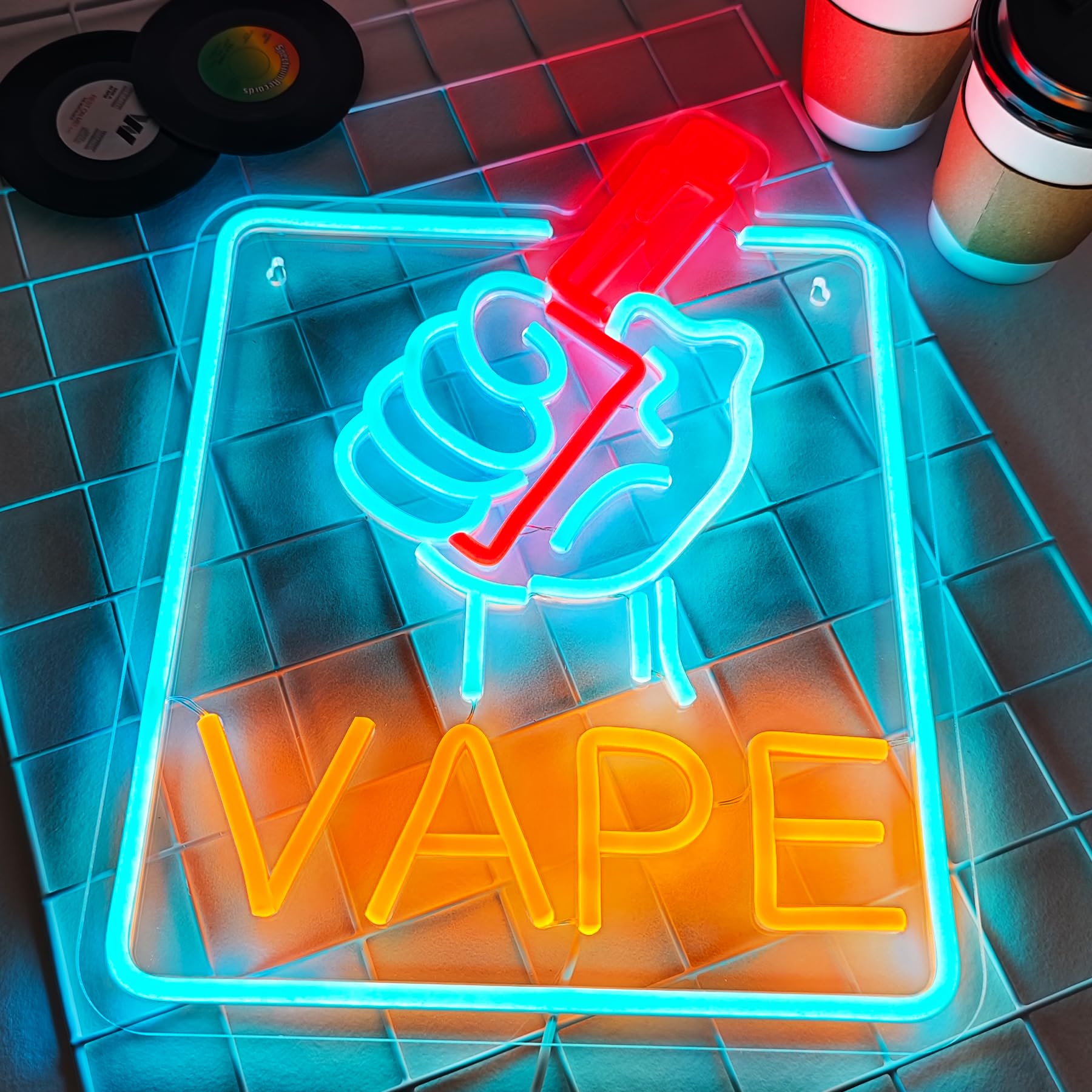 light up smoke and vape VAPE Neon Sign Led for Business Smoke Shops Neon Light Up Signs Wall Art  VapeSmoke Smoking Store USB Powered 15.7