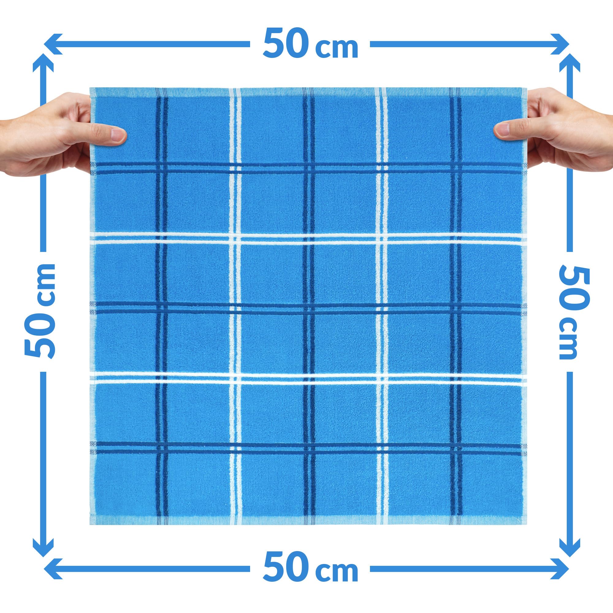 Lashuma Asciugamani cucina Blu Capri, Lyon Set 6 asciugamani 50x50 cm, Strofinacci Blu - Capri da cucina 100% Cotone