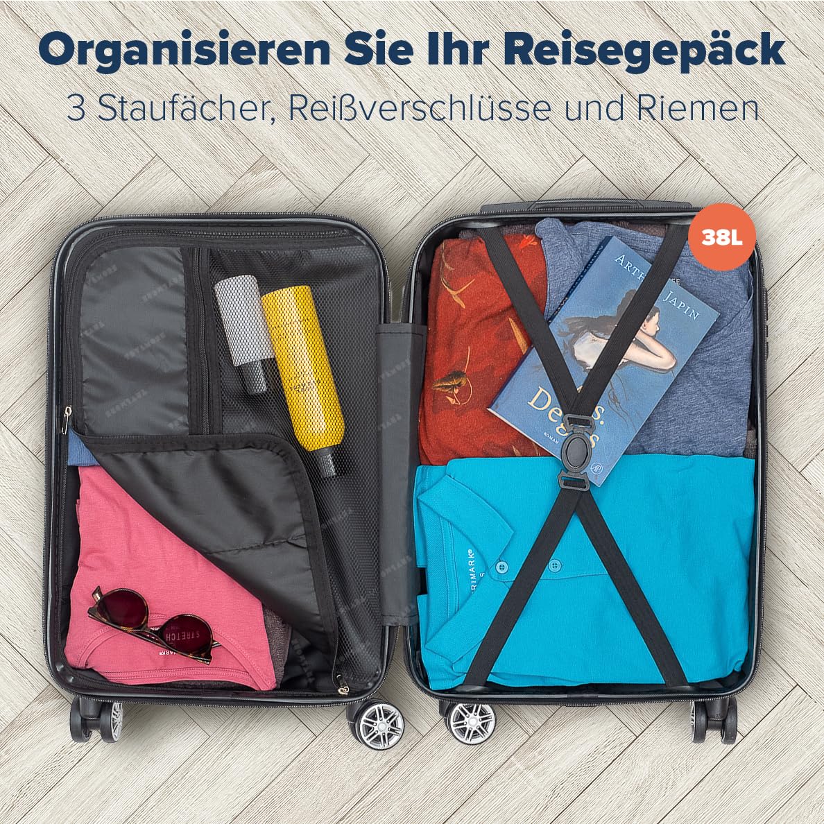 TRVLMORE Handgepäck Koffer 54x36x20cm - Koffer & Trolleys, Reisekoffer mit Rollen, Handgepäck Trolley 54x36x20, Hartschalenkoffer Klein, Koffer Handgepäck 54x36x20 Leicht, Trolley Handgepäck, Rosa