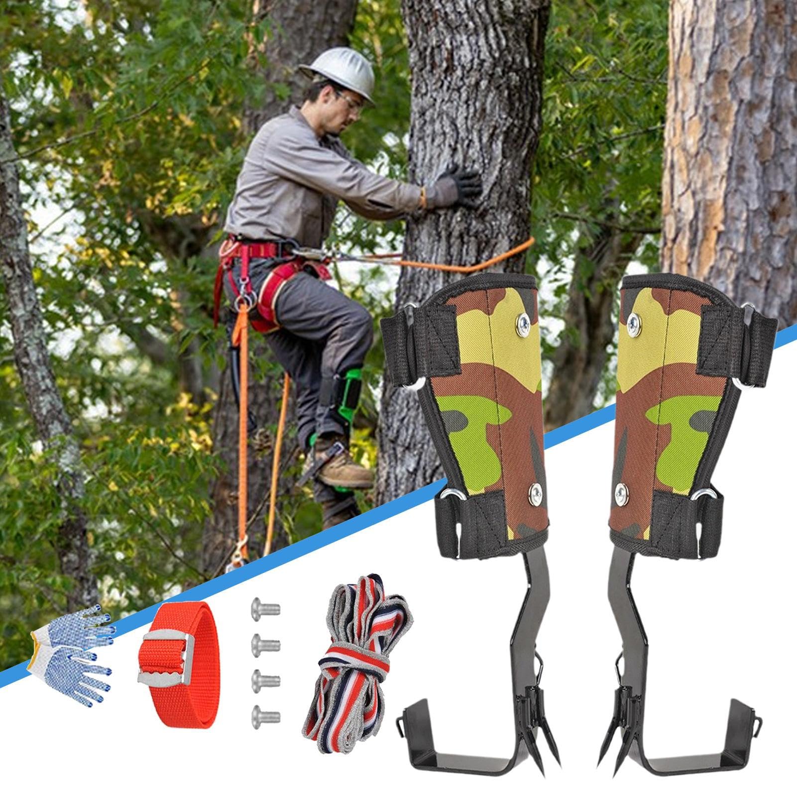 Pointes D'escalade Dans Les Arbres – 38 X 13 Cm, Équipement D'escalade, Éperons-D'escalade, Pointes De Brouillage Avec Sangles De Jambe Réglables | Outils De Gréage De Harnais De Sécurité Pour Les Gri