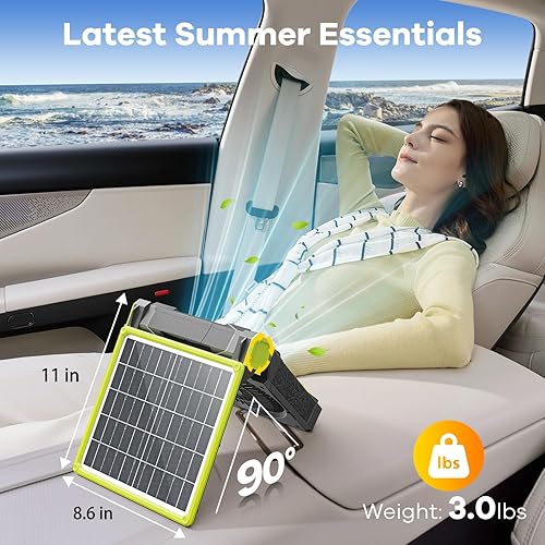 Miniatura 7 de Ventilador de camping con energía solar de 25000 mAh, ventilador de viaje portátil con batería recargable con linterna LED, esenciales de playa para