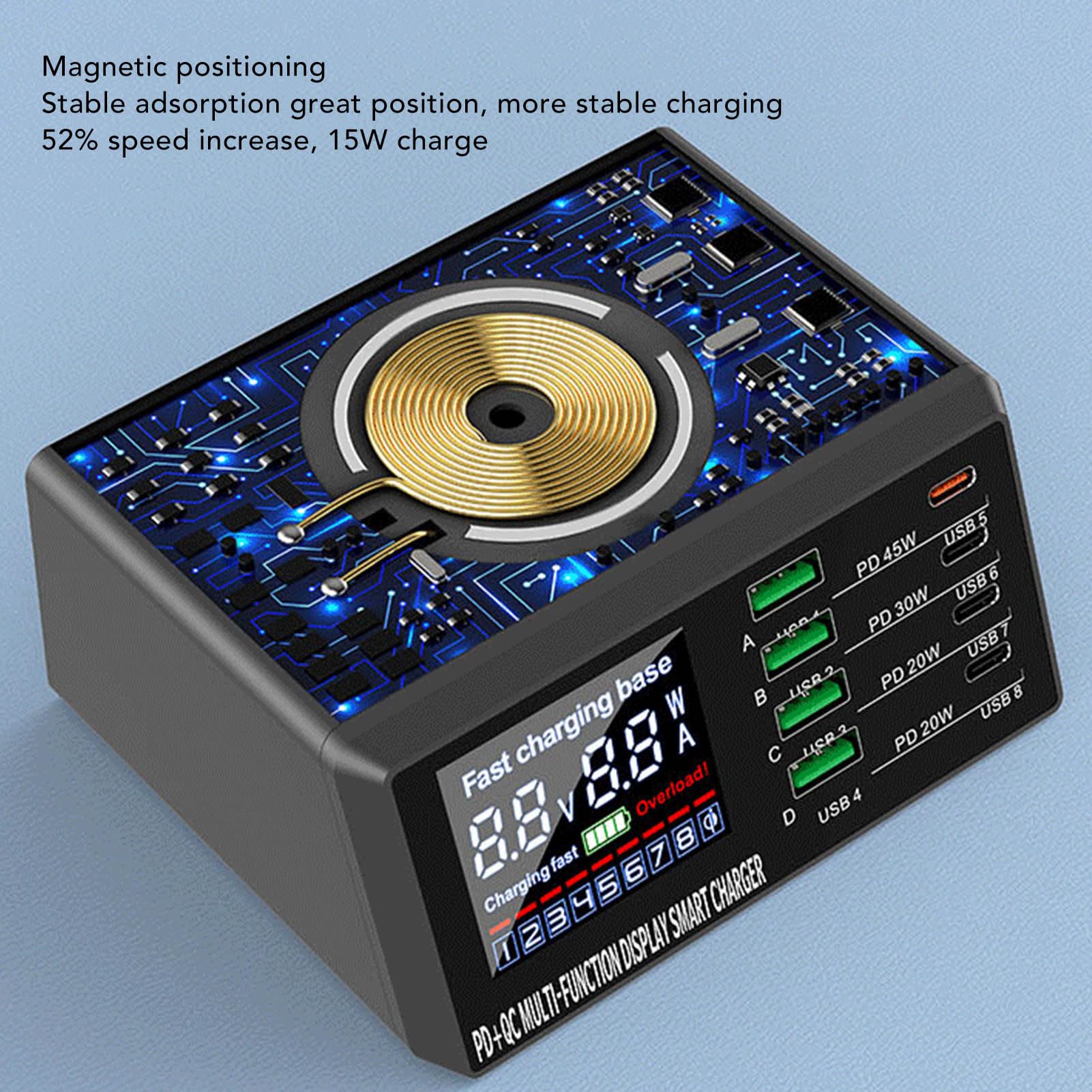 Station de Charge USB, Chargeur Multiport USB 110 W QC 3.0 et Charge Rapide PD avec écran LCD pour la Maison (Prise UE)