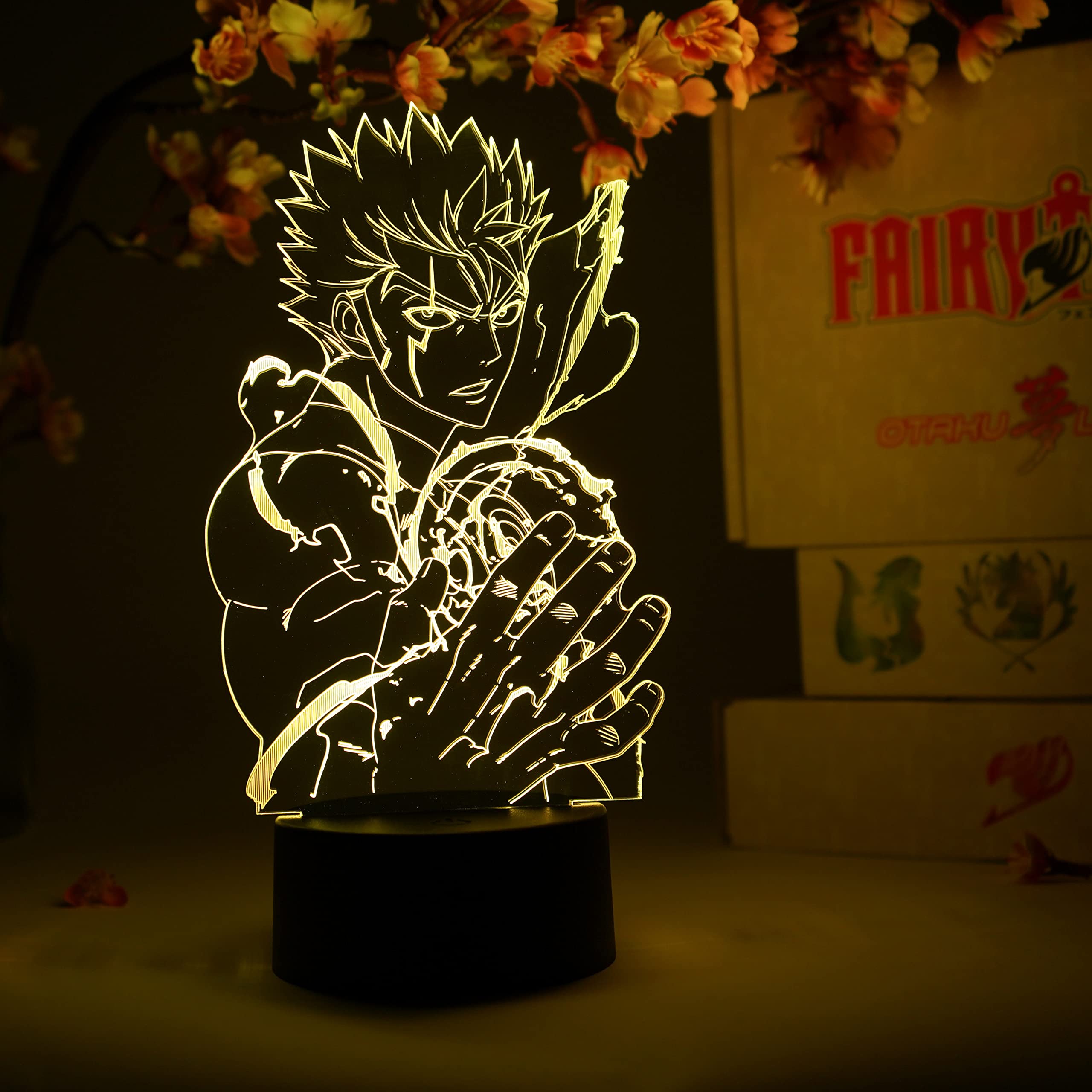Laxus Dreyar Otaku Lamp – Fairy Tail – Anime Lamp Figure Night Light, 16 Color RGB LED – Remote, 3D 
