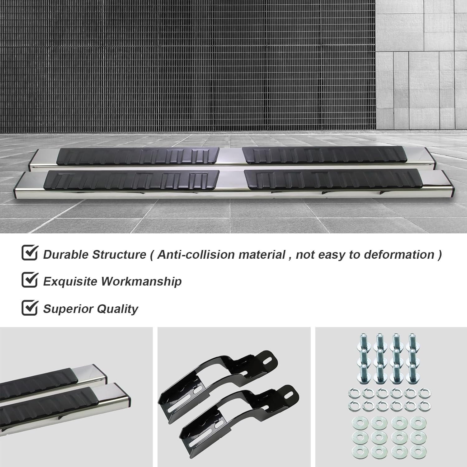 Aluminum Side Running Boards, Truck Side Steps Nerf Bars L+R for 2007/2008/2009/2010/2011/2012/2013/2014/2015/2016/2017/2018/2019/2020/2021 Tundra Double Cab