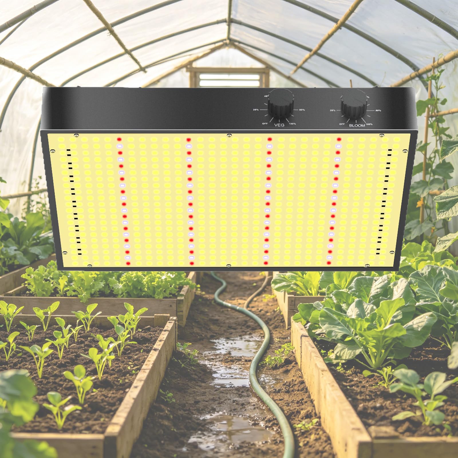 KRYANFEN Full Spectrum Grow Light 100W Dual Modes Warm Cool White Dimmable 0-10V LED Grow Light High Yield for Greenhouse Veg Bloom and Indoor Plants Growth PB1500PRODualDimming
