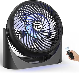USB Fans Desk Fan 8 inch with Remote, USB Operated Fan Desktop Air Circulator with RGB Mood Light Strong & Quiet Speeds 3 Timers 360° Adjustment, Portable Personal Table Fan for Home Office Dorm RV