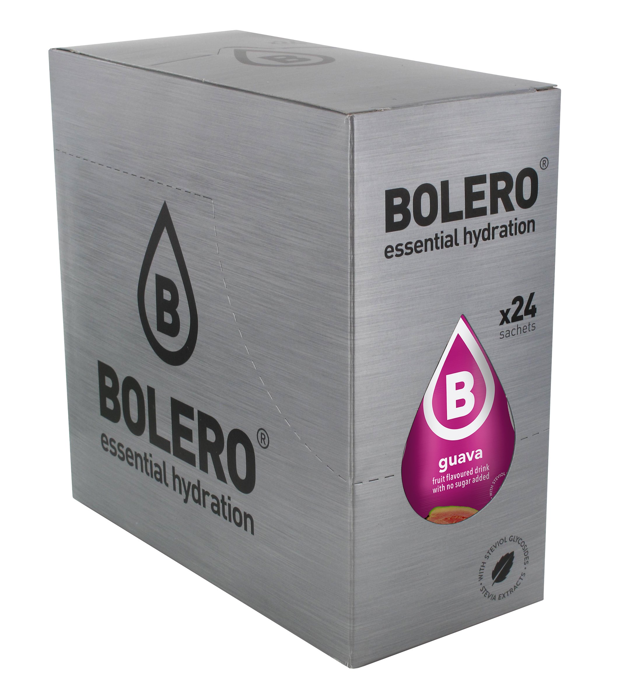 Bolero Advanced Hydration Drink Packets Classic Sachets, Sugar-Free Water Flavoring Packets, Calorie-Free Powder Drink (9g x 24, Guava)
