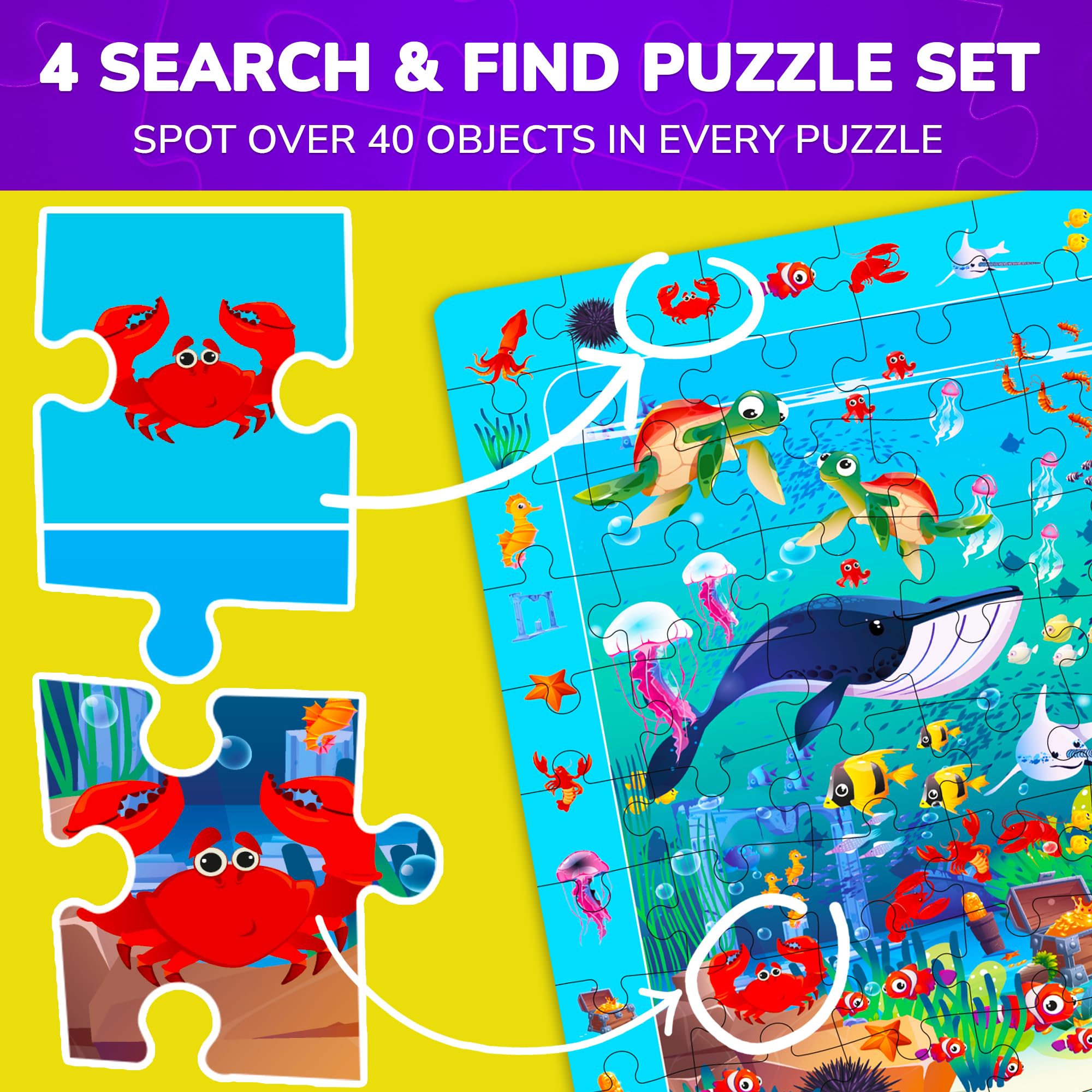 QUOKKA Kids Puzzles For 3 4 Year Olds, 4x100 Piece Jigsaw Puzzles For Children Age 5-8 - Image 3