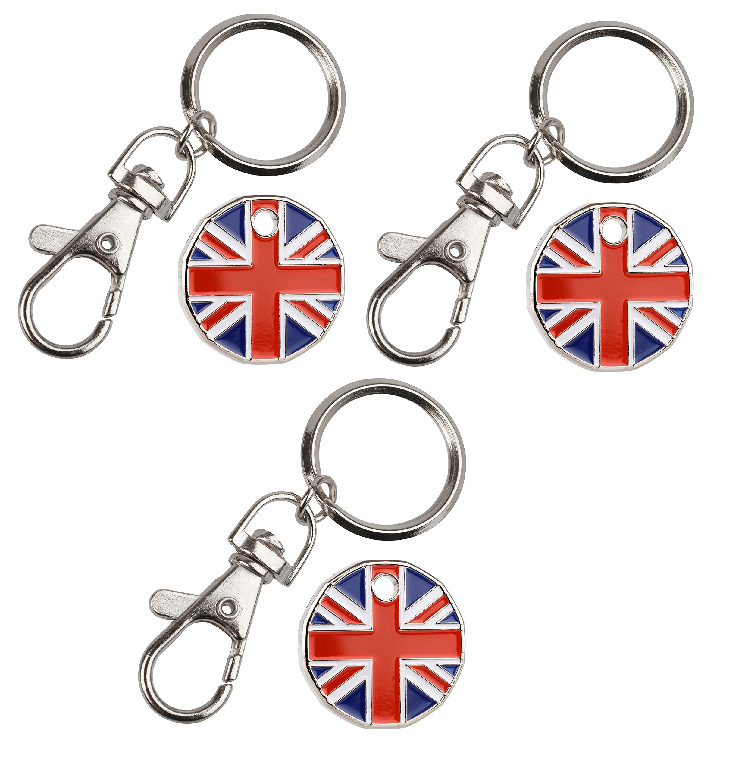 3 X Union Jack Trolley Coin token Keyring