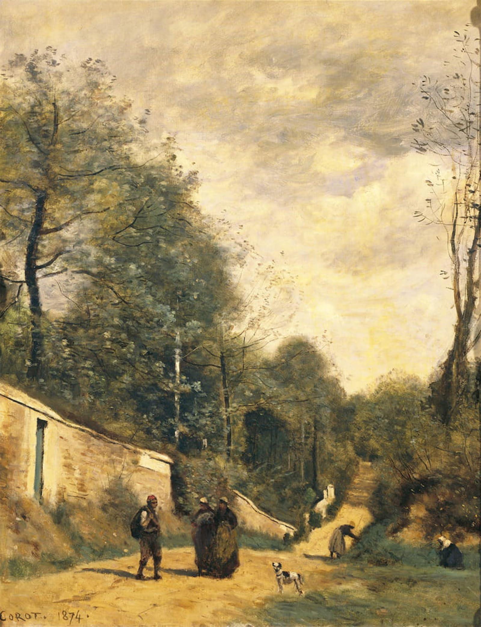 Artxlxxbn No Frame Famous Art Print Poster Vintage Wall Art Street In Ville D'avray By Jean Baptiste Camille Corot Canvas Art Poster For Home Decor 60X90cm