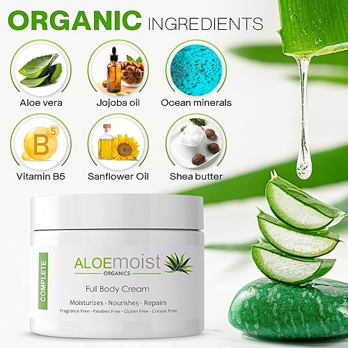 Miniatura 2 de Loción corporal natural de aloe vera, crema hidratante facial y corporal con gel de aloe vera orgánico, aceite de vitamina E, vitamina C, crema de