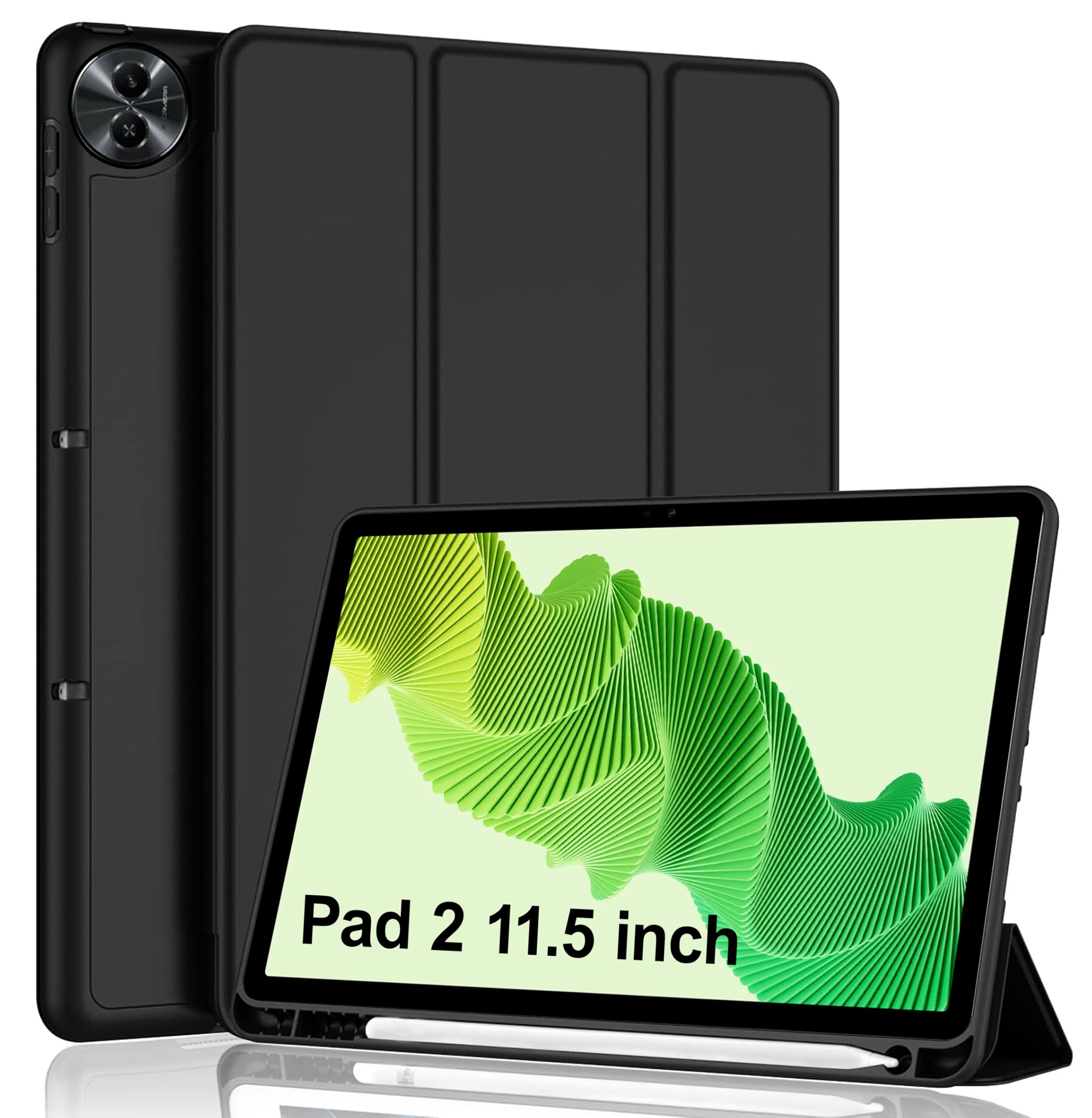 TGK Cover for Realme Pad 2 Cover Case 11.5 inch, Soft Flexible with Pencil Holder Trifold Flip Back Case for Realme Pad 2 Tablet Cover (Black) (B0CJR312D6) Amazon Price History, Amazon Price Tracker