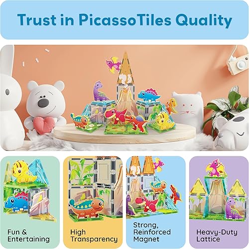 Miniatura 52 de PicassoTiles Juego de 8 piezas de bloques de construcción magnéticos de Metro City con figuras de acción magnetizadas compatibles con kits de 8pc