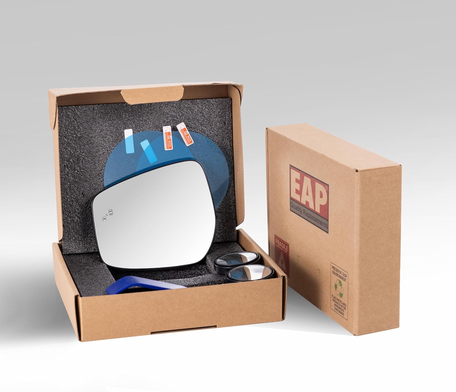 EAP Driver Side Mirror Glass Compatible With Nissan Kicks 2018-2024, Versa 2020-2026, LEAF 2018-2025, Heated With Blind Spot, 963665SA0A 963665EE0A