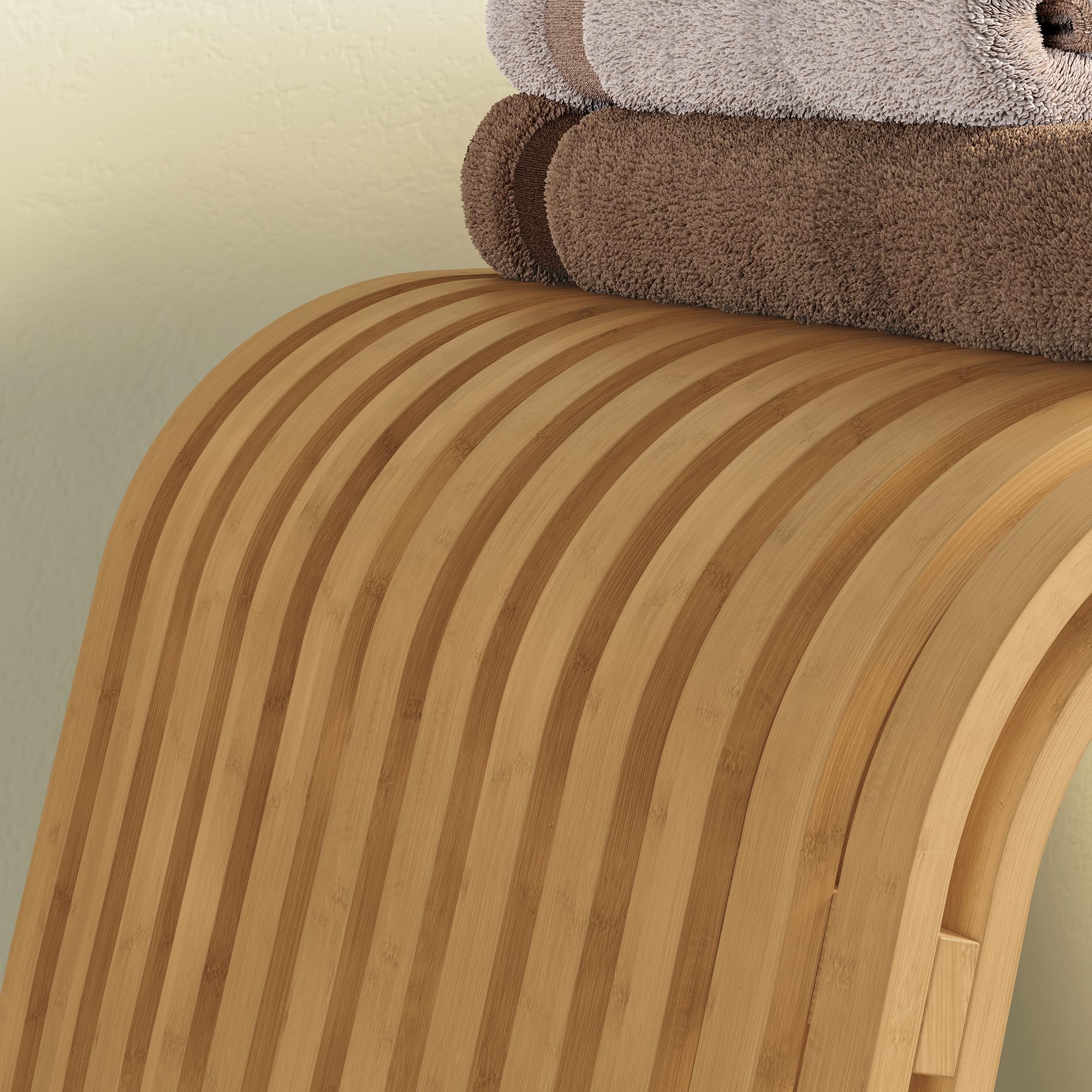 [en.casa] Seduta Multiuso in Bambù per Bagno Sgabello Basso da Ingresso Poggiapiedi Piano d'Appoggio per Soggiorno Camera da Letto 45 x 50 x 31 cm - Naturale