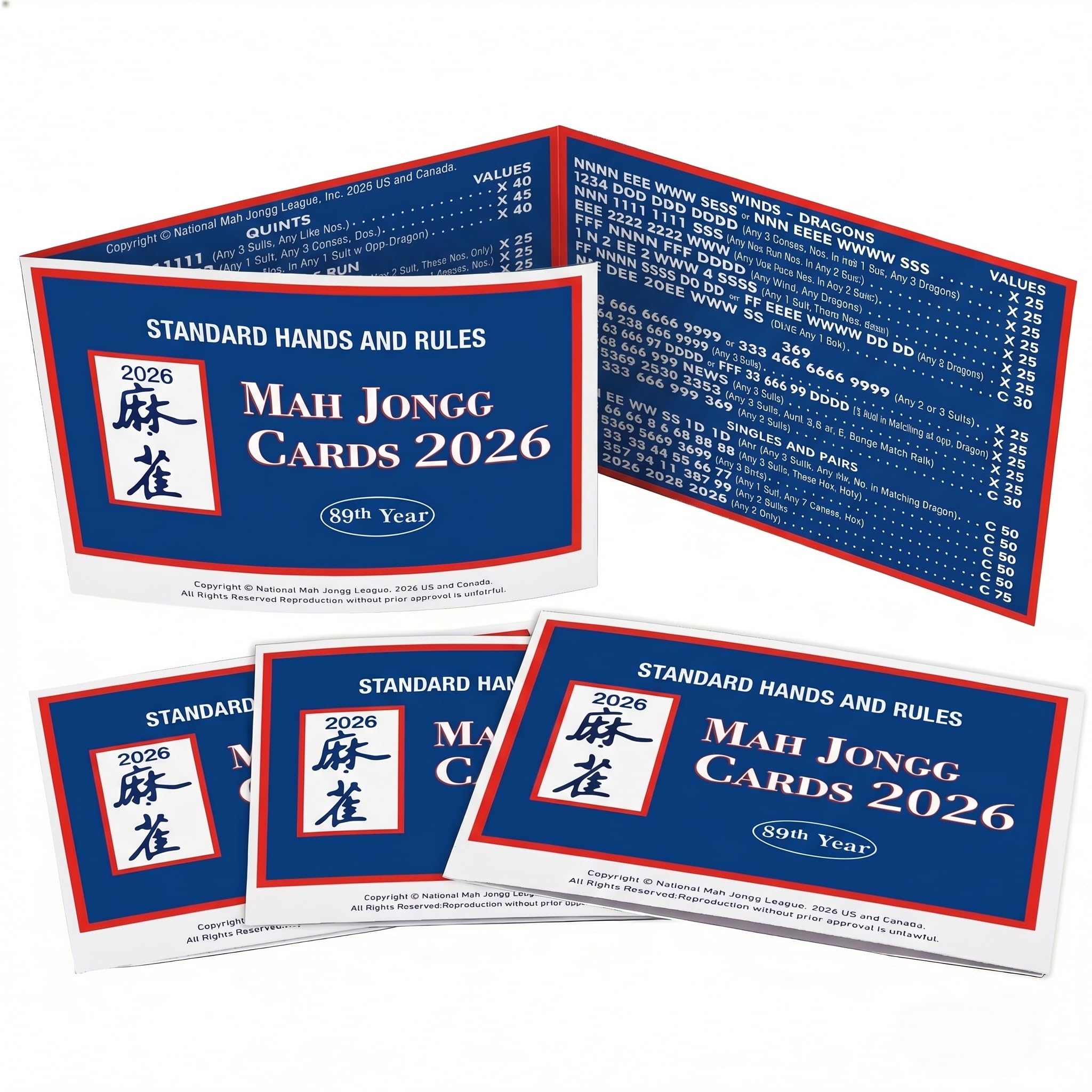2025 Mah Jong Cards Office Revision, Large Print American Mahjong Card, Official Hands and Rules for American Mahjong, Easy-to-Read Guide Set for Beginners & Seniors, 4 PCS — view 6