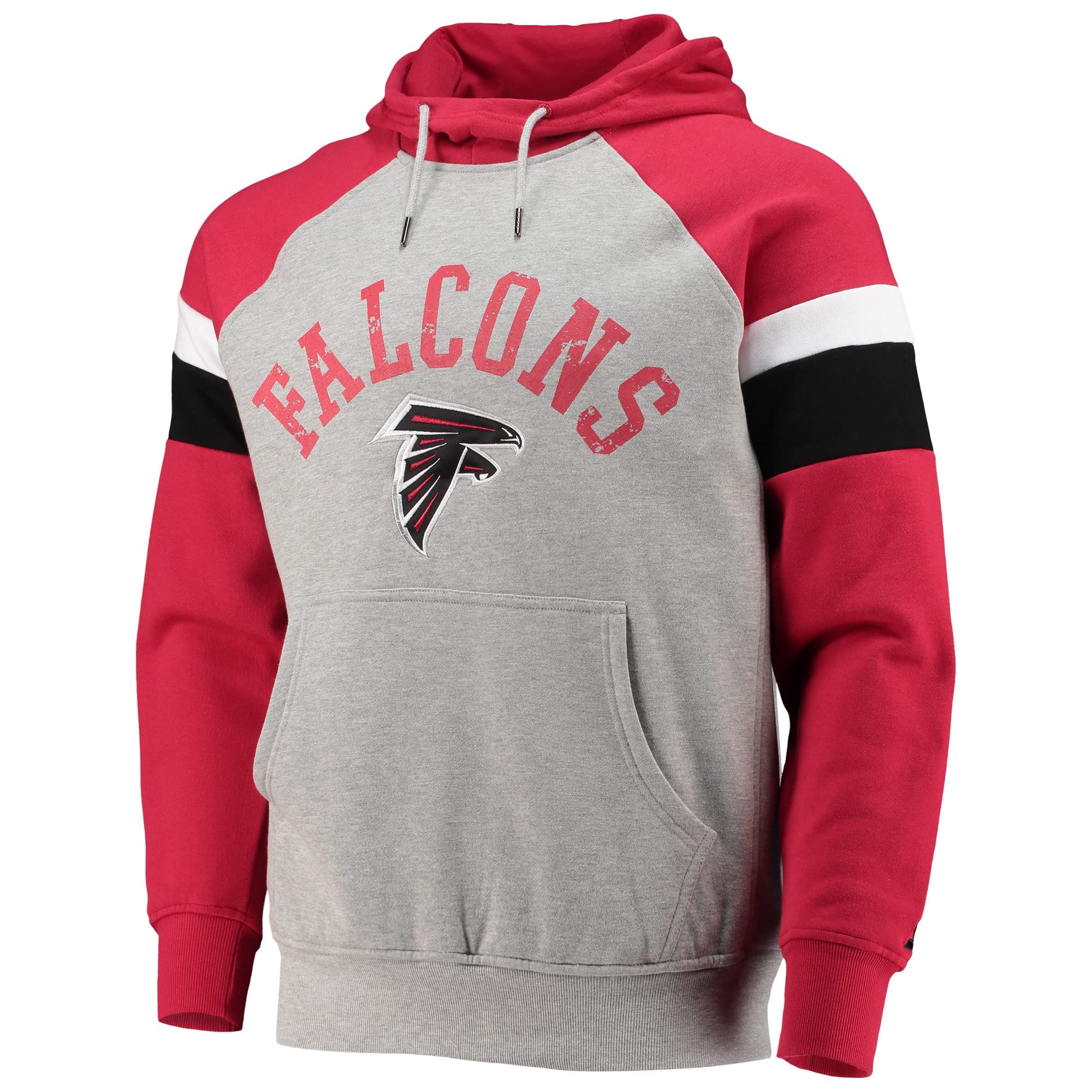 Starter Men's Heathered Gray/Red Atlanta Falcons Home Run Raglan Pullover Hoodie