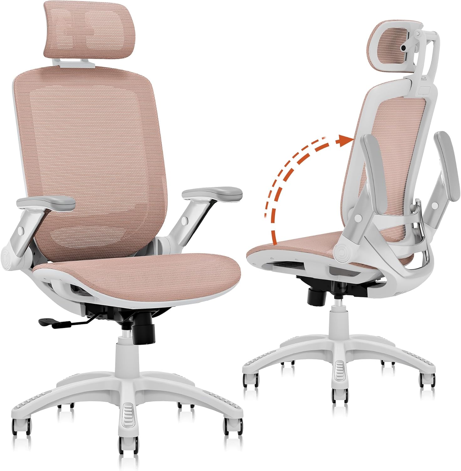 AirFlex – Pink Ergonomic Office Chair with Flip-Up Arms