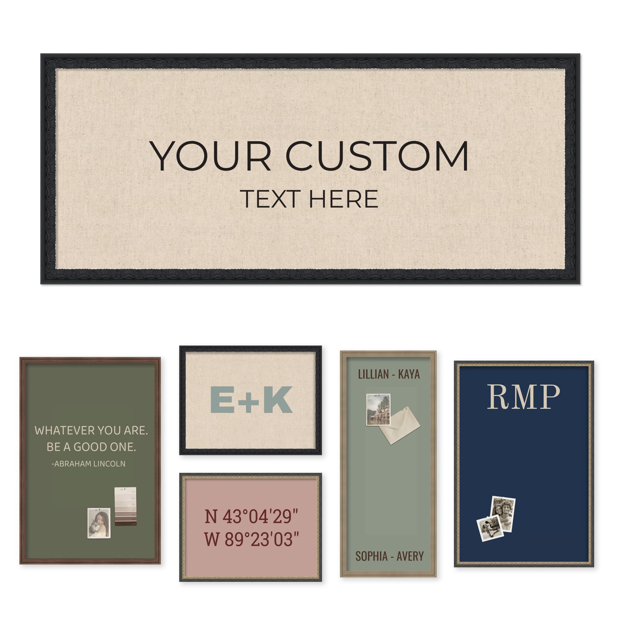 Kate and Laurel Personalized Pinboard Neutral Weave 18 x 42, Customizable Text Bulletin Board, Wall Organizer and Custom Poster Gift for Use as Wall Art, Cork Board, Vision Board, Dorm Decor