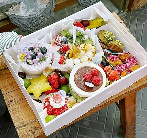 Miniatura 3 de Paquete de 10 bandejas de 8 celosías de doble pared con borde grueso para fiestas, catering, caja de cartón resistente con tapa de ventana, soporte