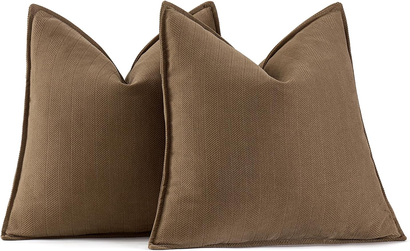 MIULEE Pack of 2 Dark Brwon Decorative Pillow Covers 20x20 Inch Soft Chenille Luxurious Couch Throw Pillows Farmhouse Cushion Covers with Elegant Design for Sofa Bedroom Living Room Home Decor 20" x 20" (Pack of 2) Dark Brwon